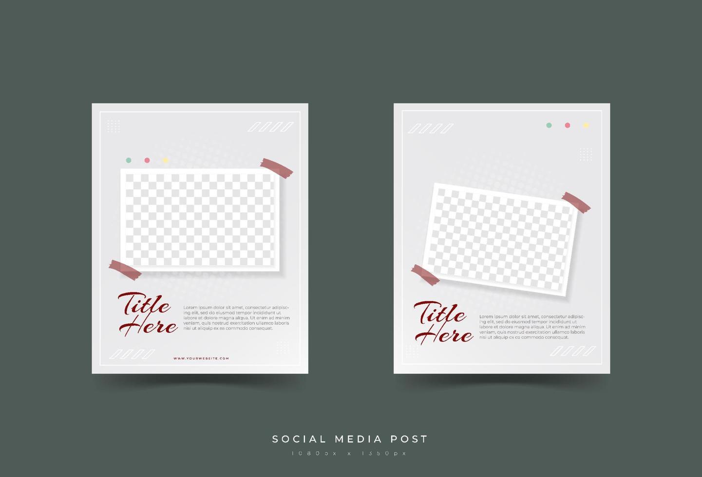 social media post template, abstract, minmalist, gray, transparent photo holder vector