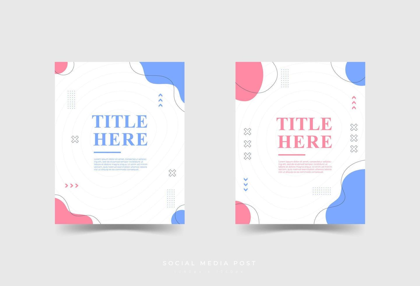 social media post template, abstract, minmalist, blue and pink, memphis vector