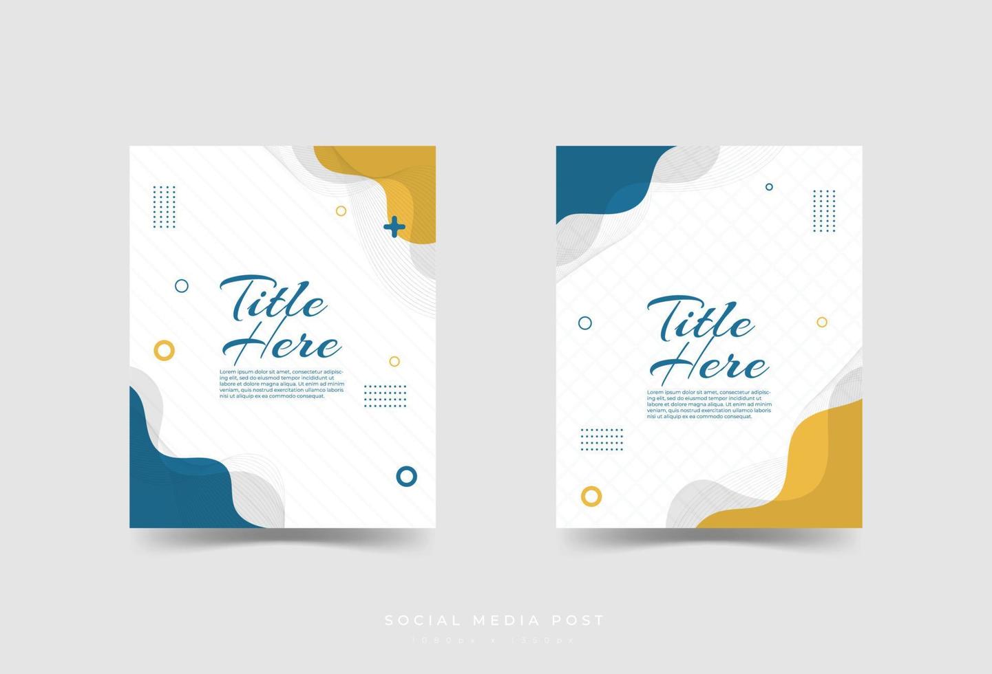 social media post template, abstract, minmalist, dark blue and yellow, memphis vector