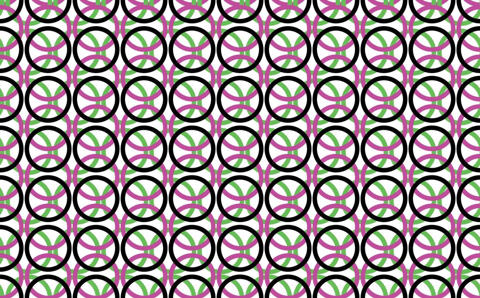 Black, green, and pink intertwined circle pattern. Seamless pattern for wallpaper, cover, card, prints, and fill. vector