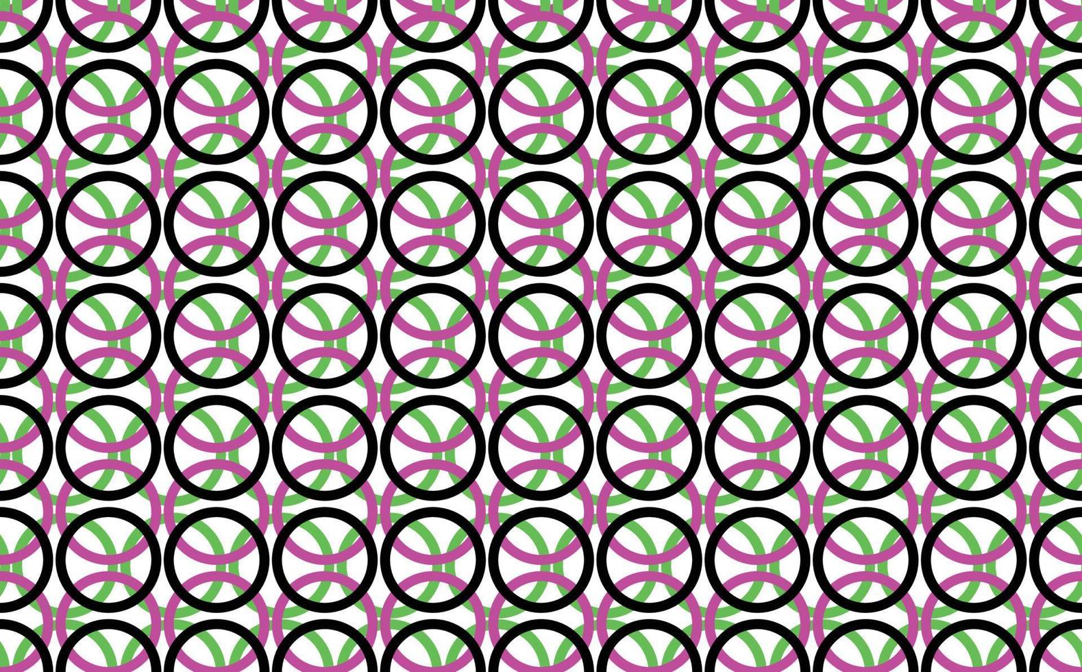 Black, green, and pink intertwined circle pattern. Seamless pattern for wallpaper, cover, card, prints, and fill. vector