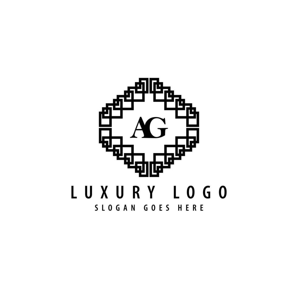 AG monogram vector logo within a cage complex line ornament. Logo for luxury product, brand, and business.