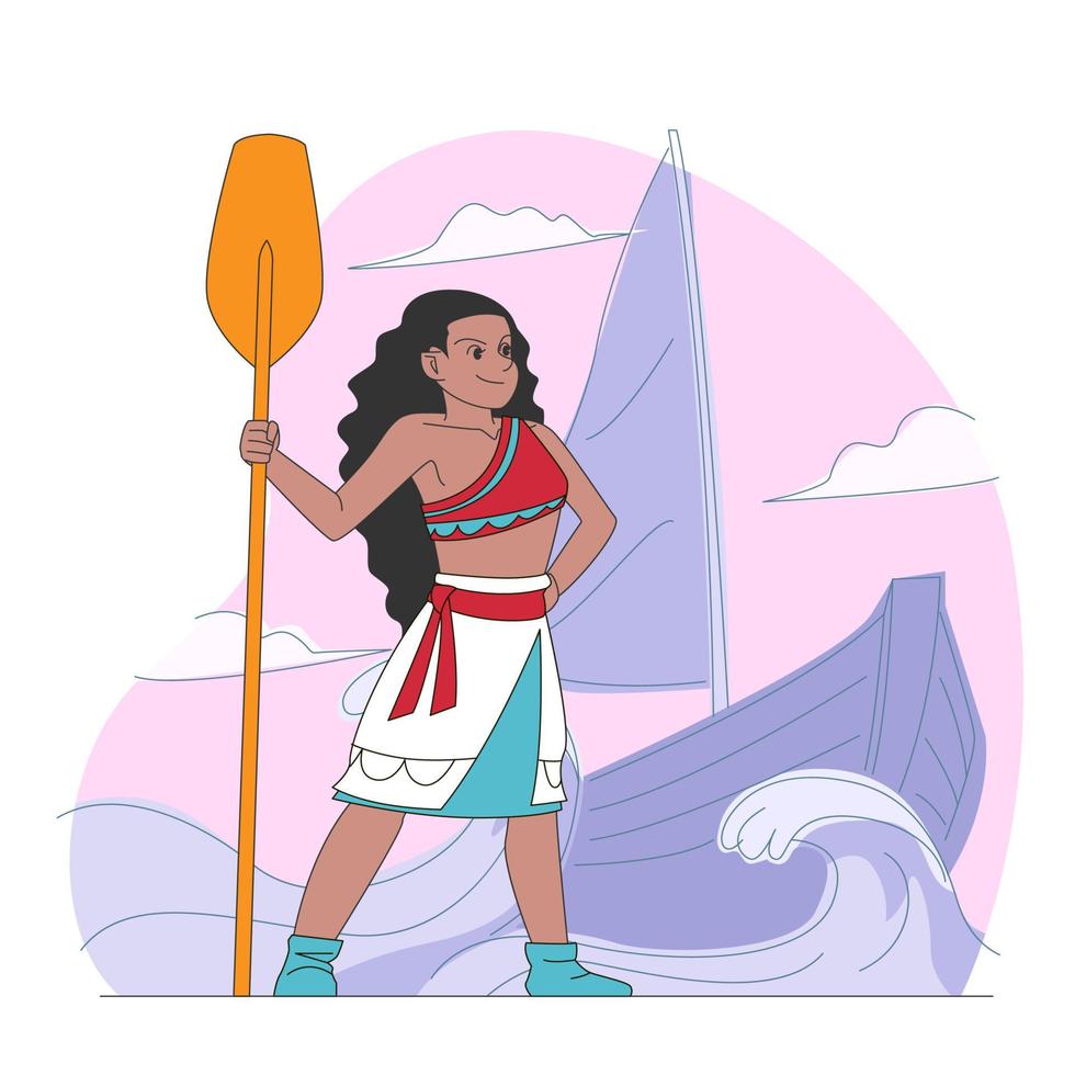 A Brave Girl Getting Ready to Sail Across the Ocean vector