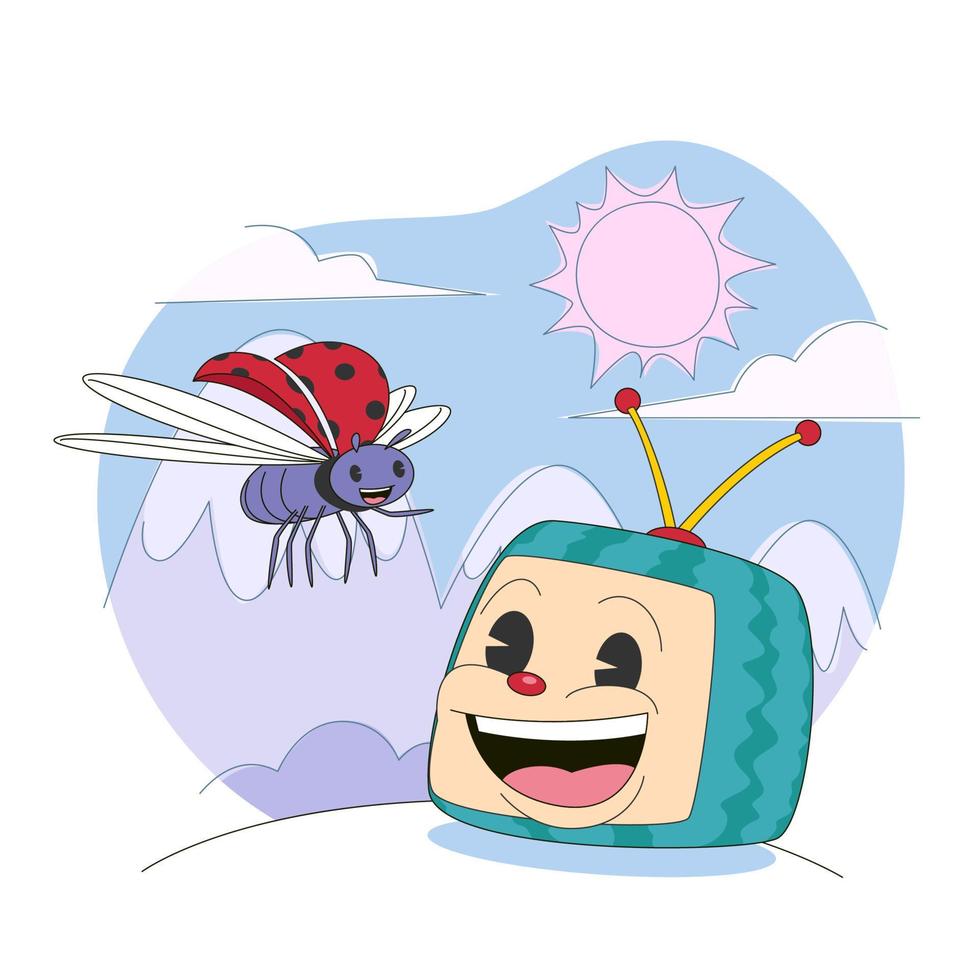 Cute Magical Character Play with a Talking Ladybug vector