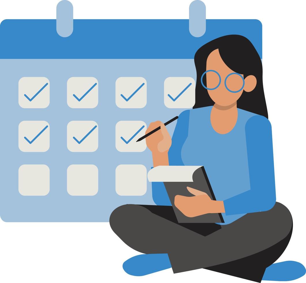woman with notebook and calendar isolated icon vector illustration design vector illustration design