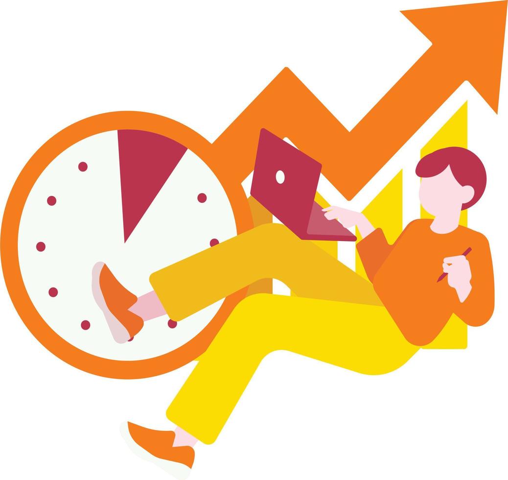 businessman worker with clock and arrow up vector illustration design