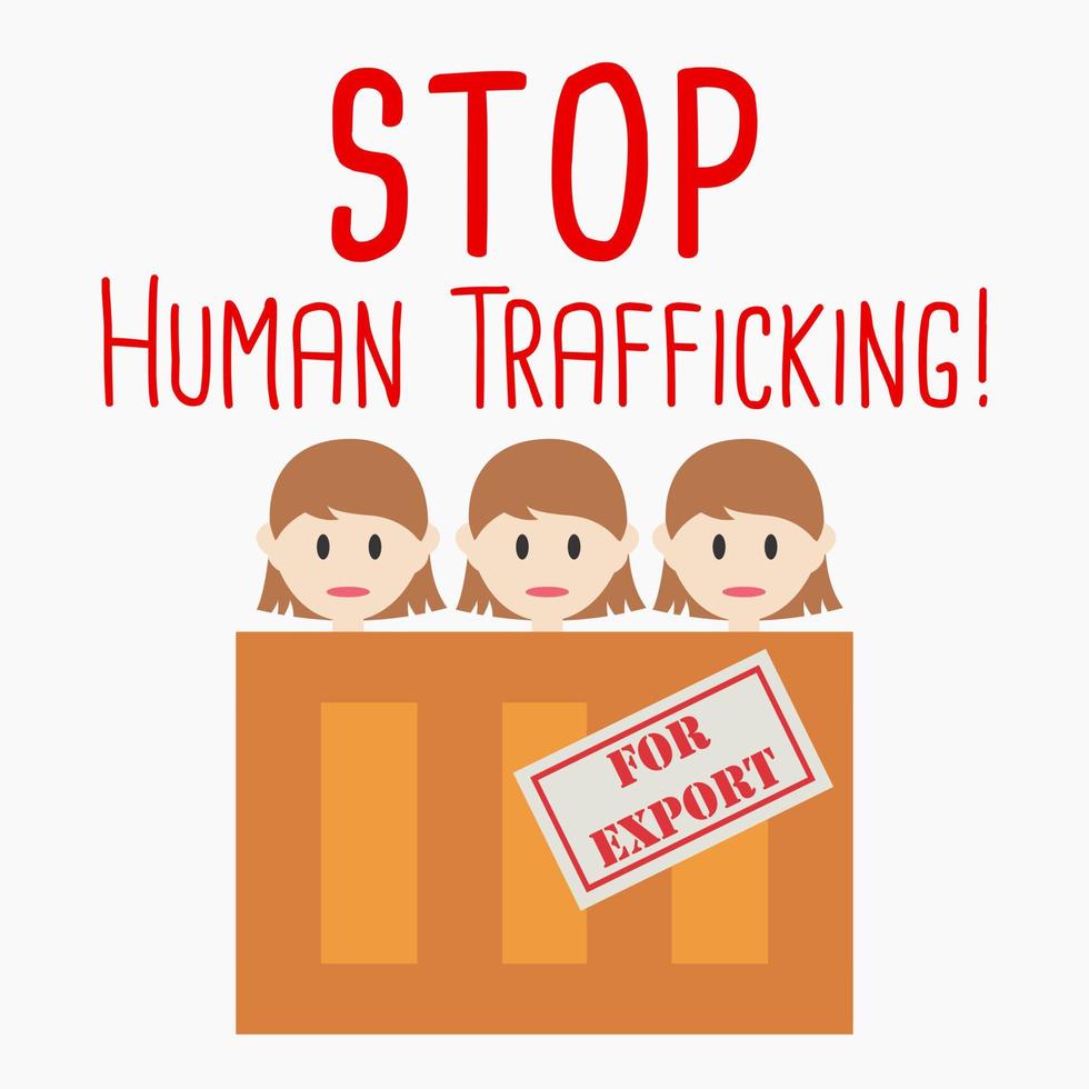 social conciencia concepto póster para detener humano tráfico vector ilustración