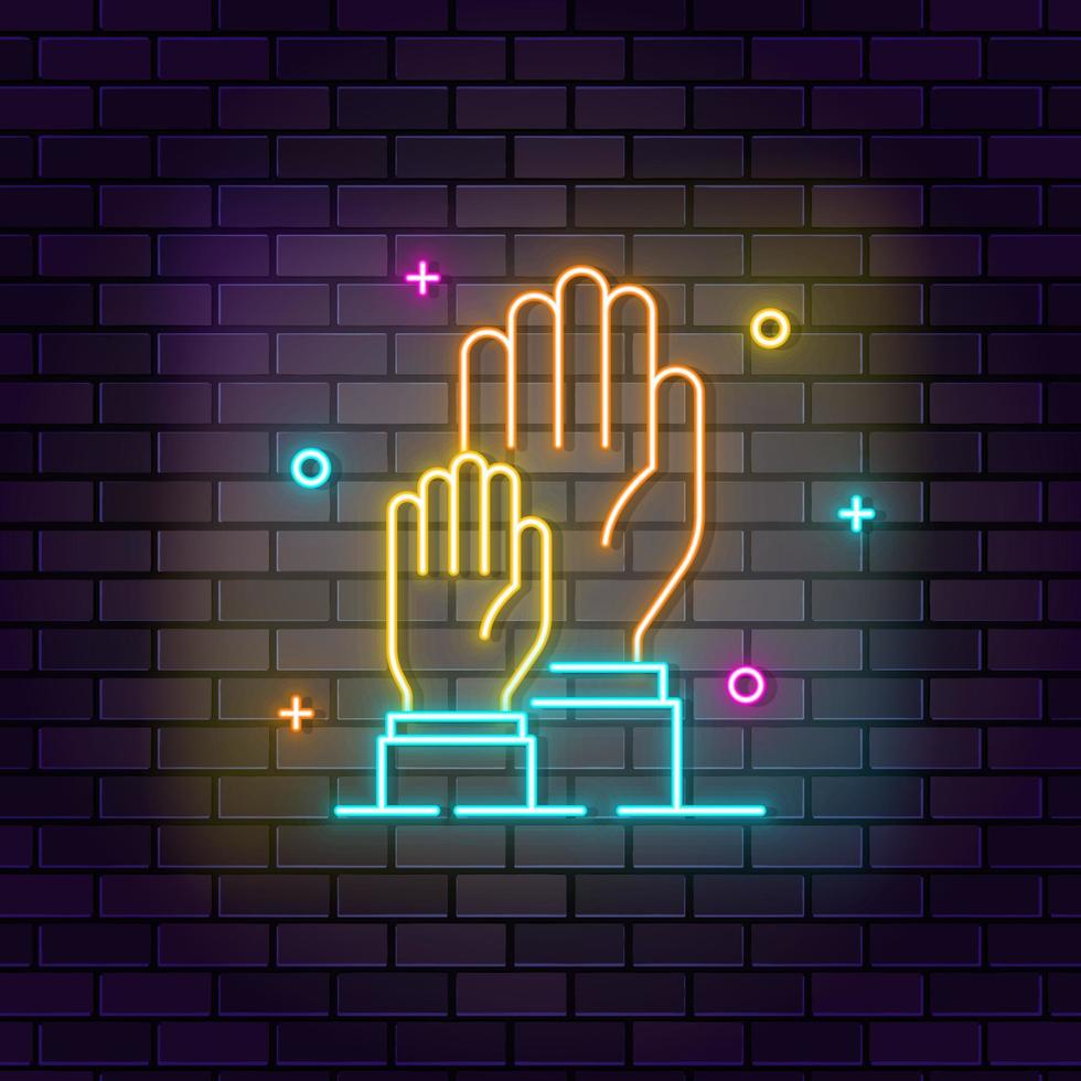 Matenity neon icon. Education neon icon on dark brick wall background. vector