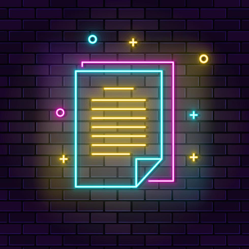 Transcript, education neon icon. Education neon icon on dark brick wall background. vector