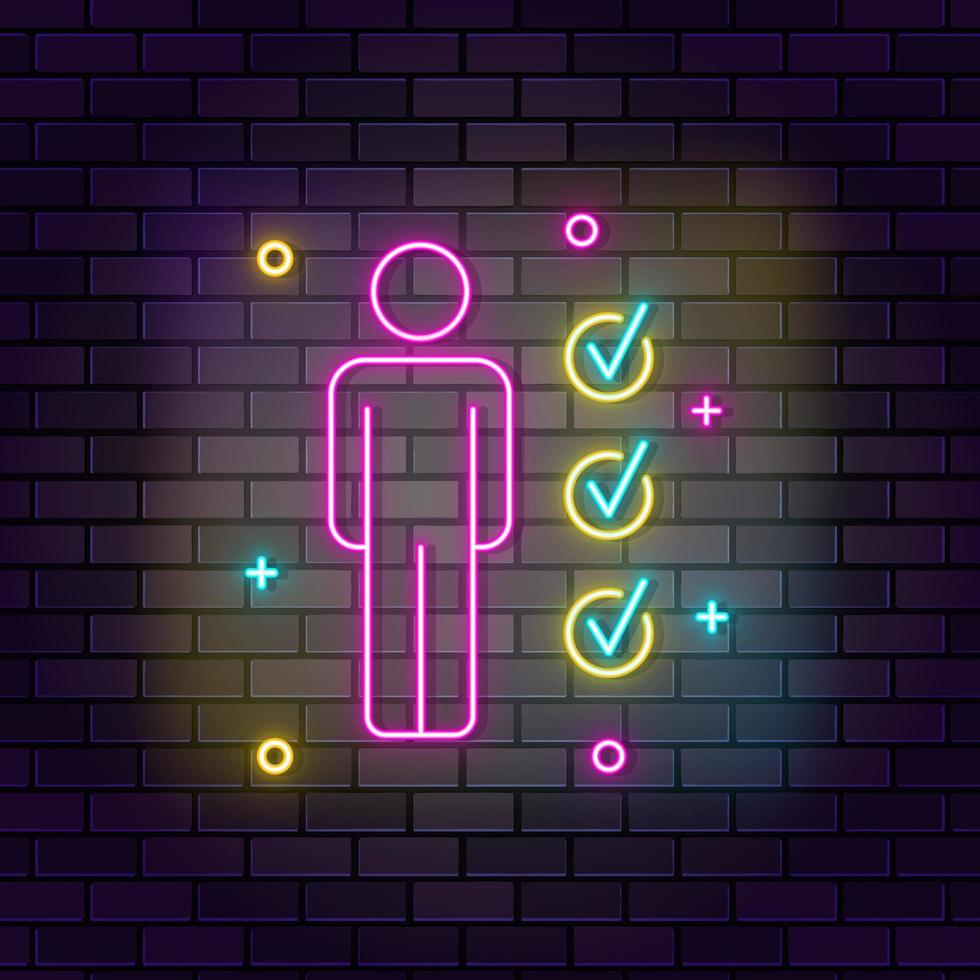 Qualification, edication neon icon. Education neon icon on dark brick wall background. vector