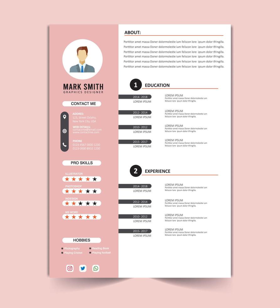 modern Minimalist cv template with Vector Design