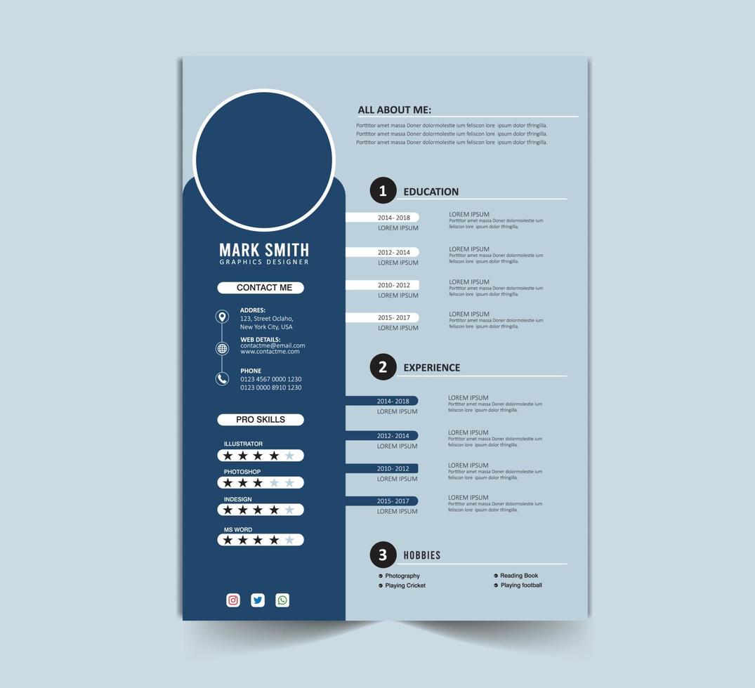 modern Minimalist cv template with Vector Design