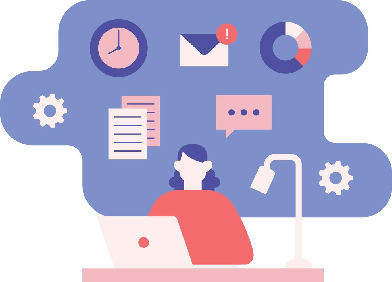 Flat design modern vector illustration concept of online communication, remote work, distance education, distance learning, business training and webinar.
