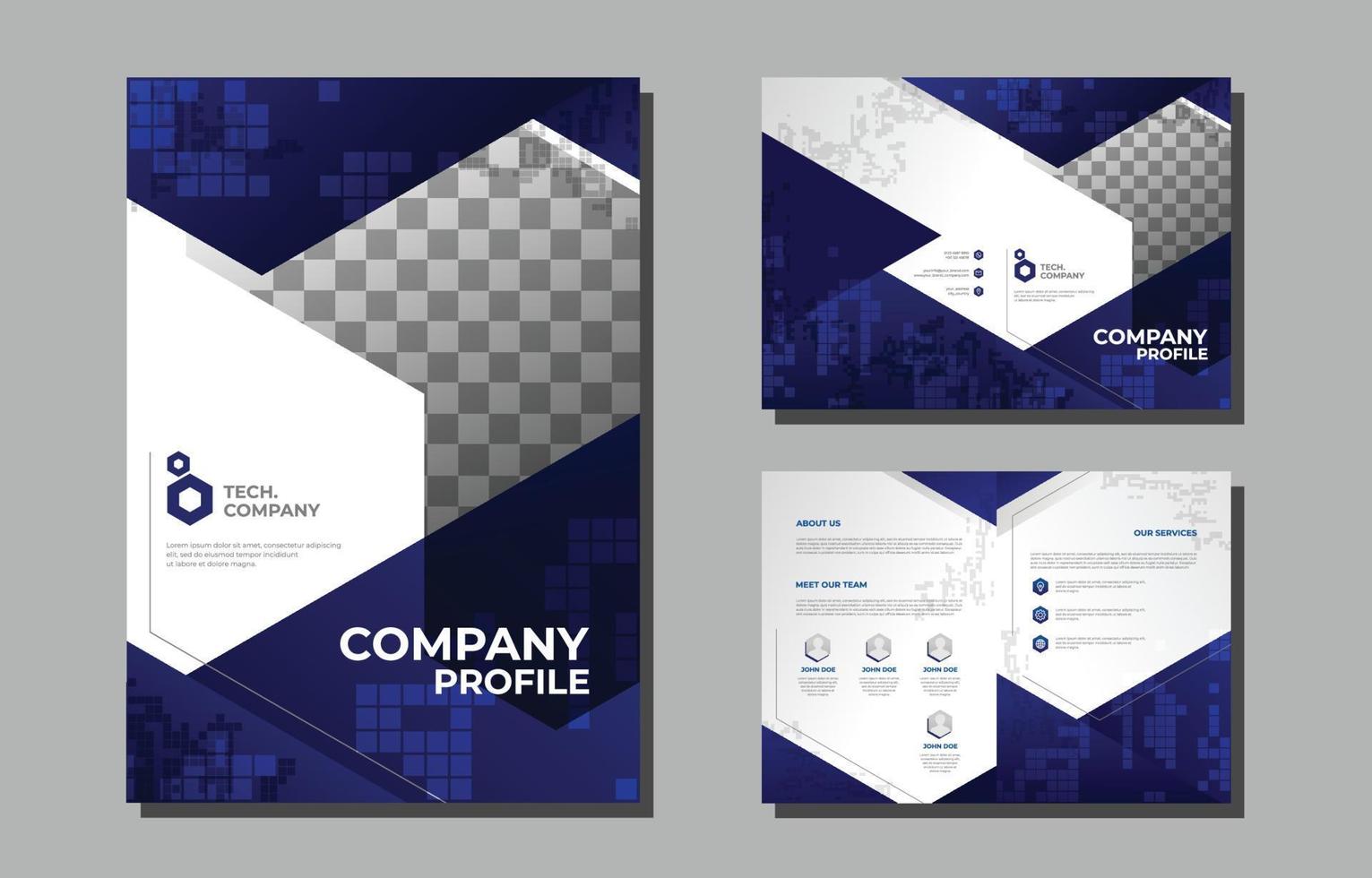 Blue Technology Company Profile Template vector