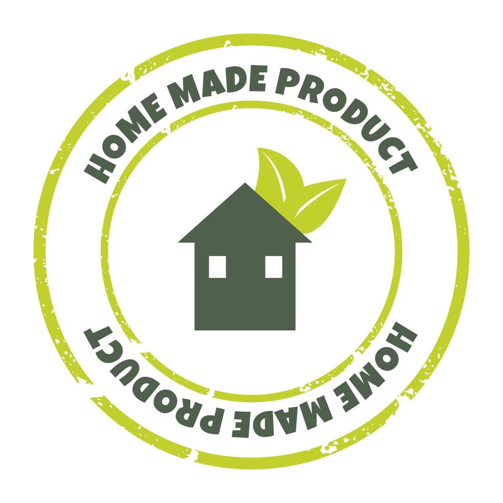 Home made product label. Vector illustration of eco, bio, organic and natural product badge, icon, logo, sticker. Grunge textured circle emblem