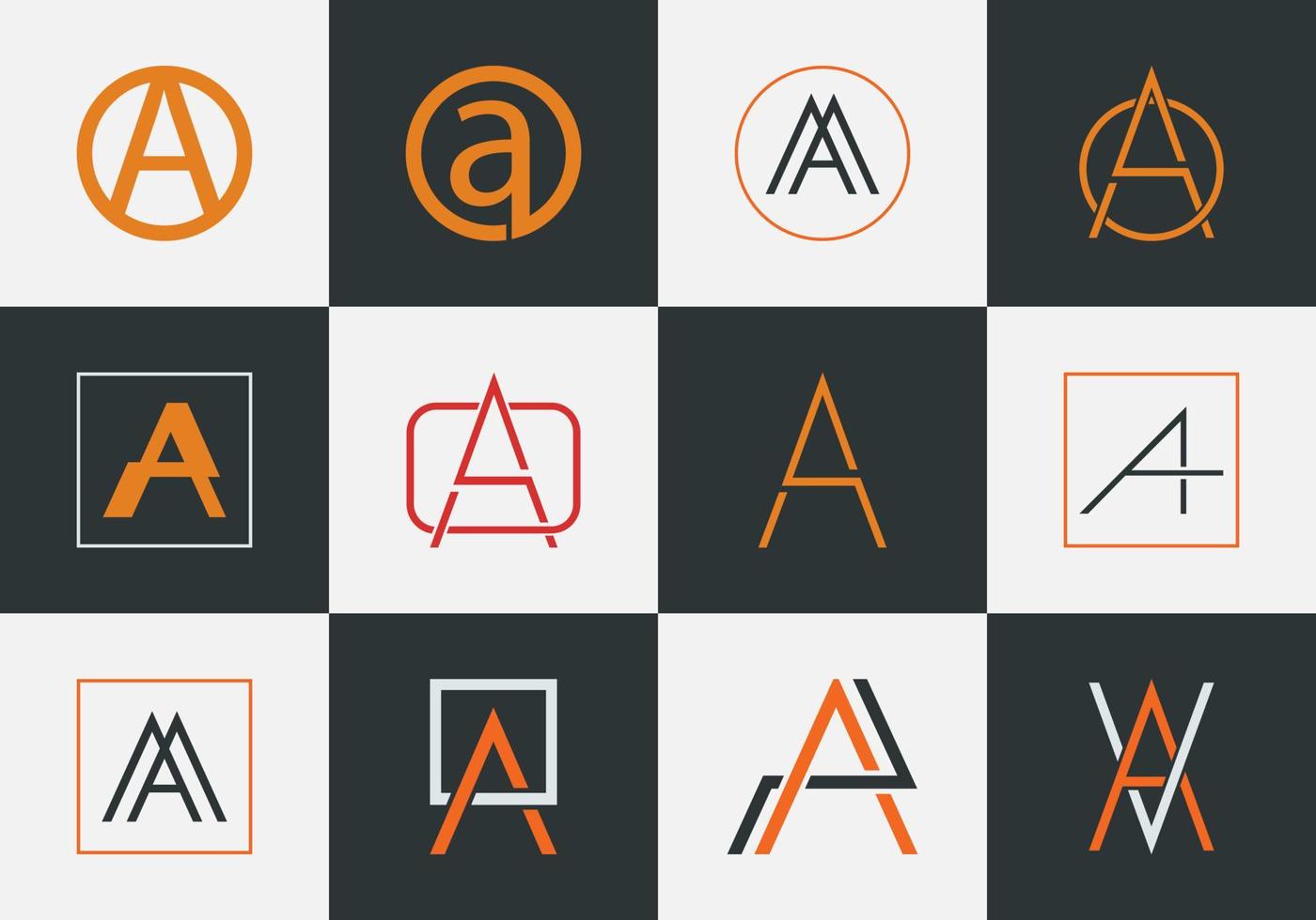 Set of creative letter A logo vector template. Modern and futuristic concept.