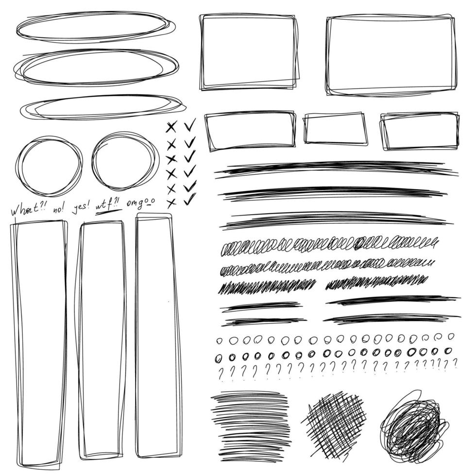 Doodle lines and curves vector. Set of simple doodle vector