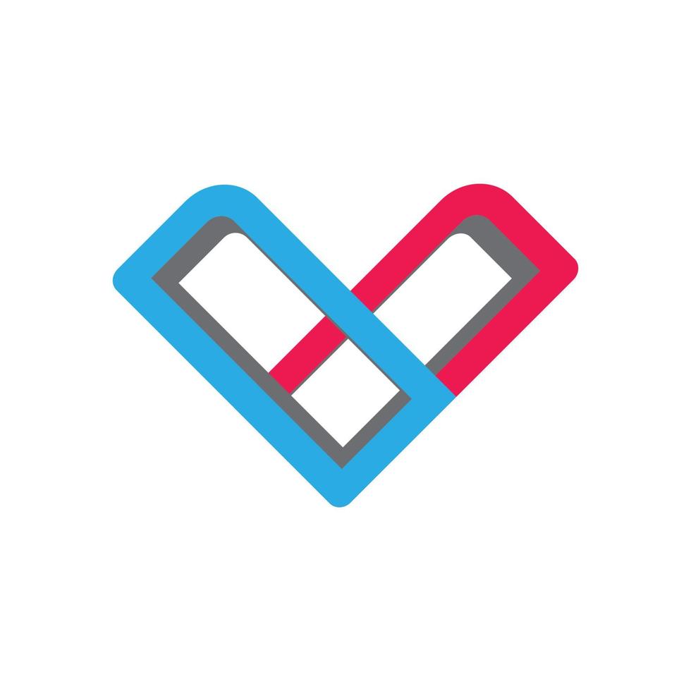 letter v 3d flat colorful logo vector