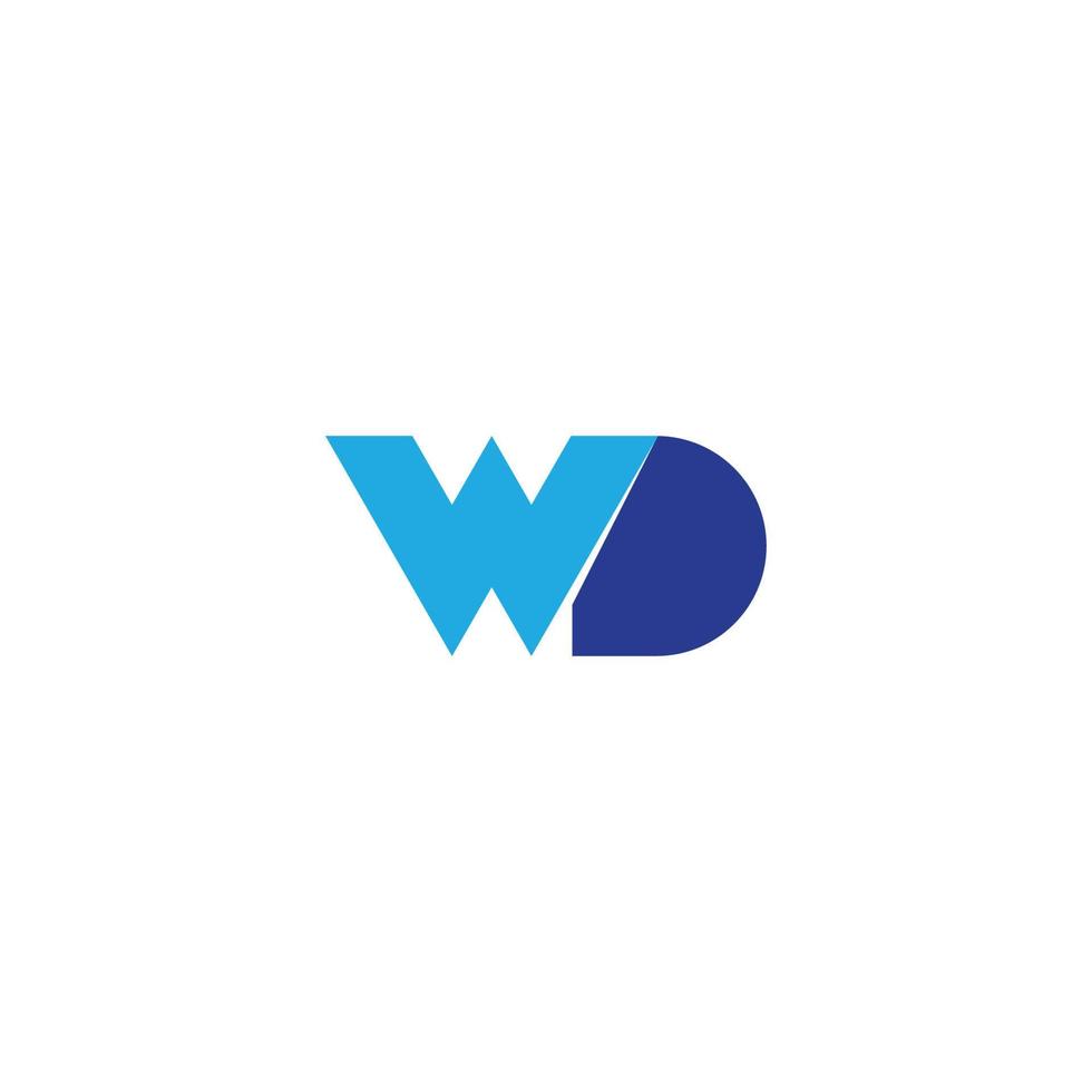 letter wd simple colorful geometric connect logo vector