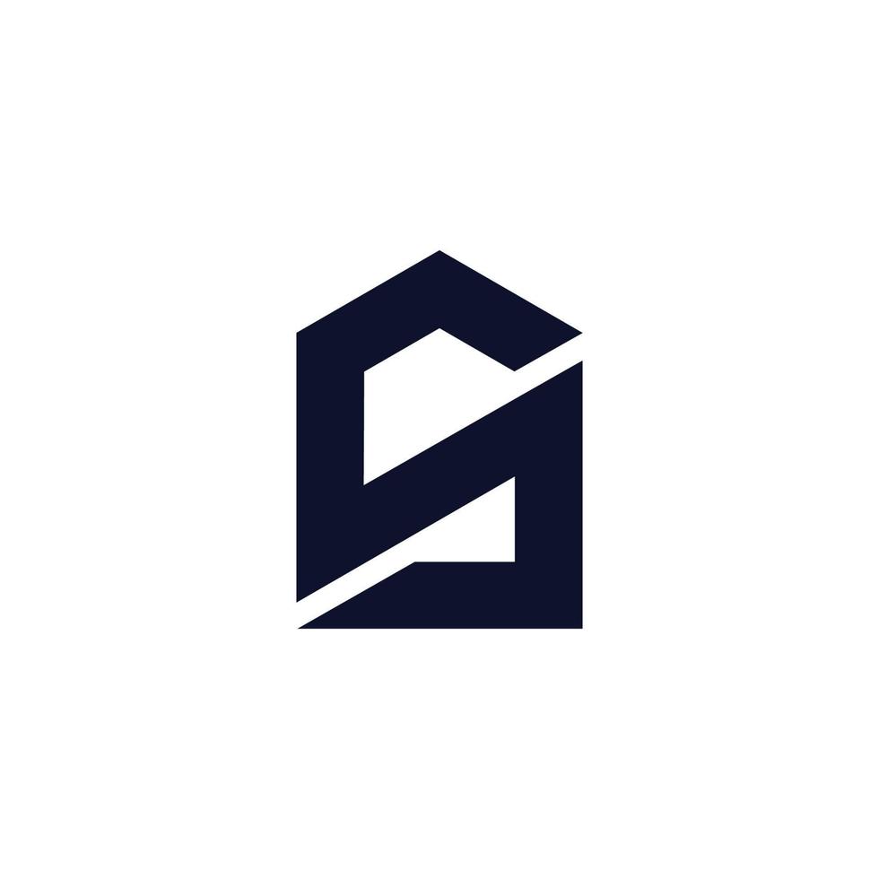 letter s roof home shape simple geometric logo vector