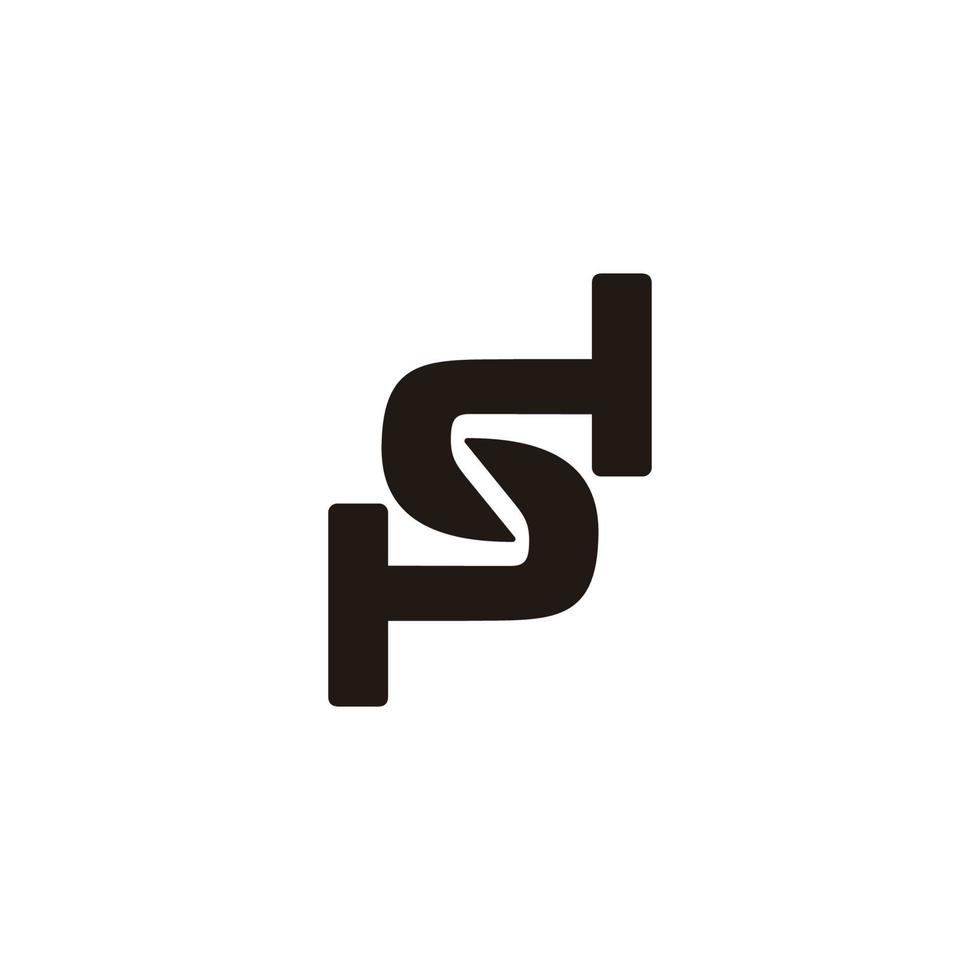 letter p s d simple geometric linked logo vector