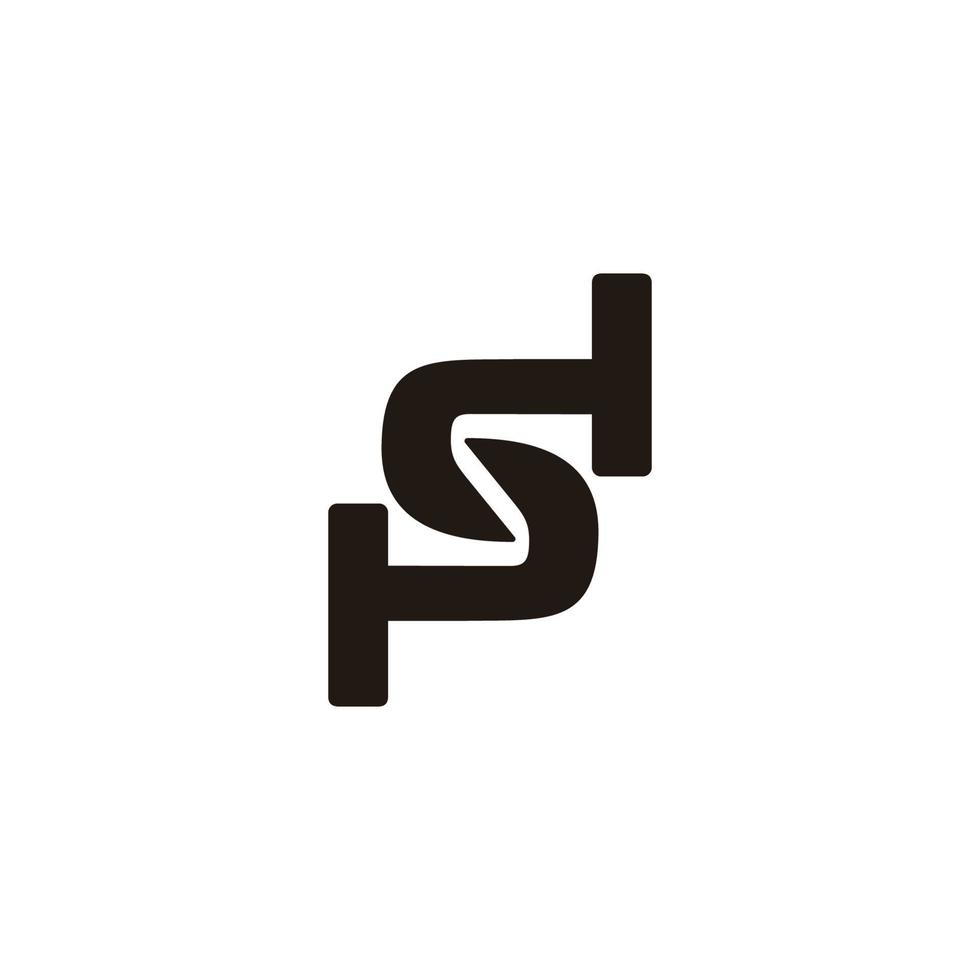 letter p s d simple geometric linked logo vector