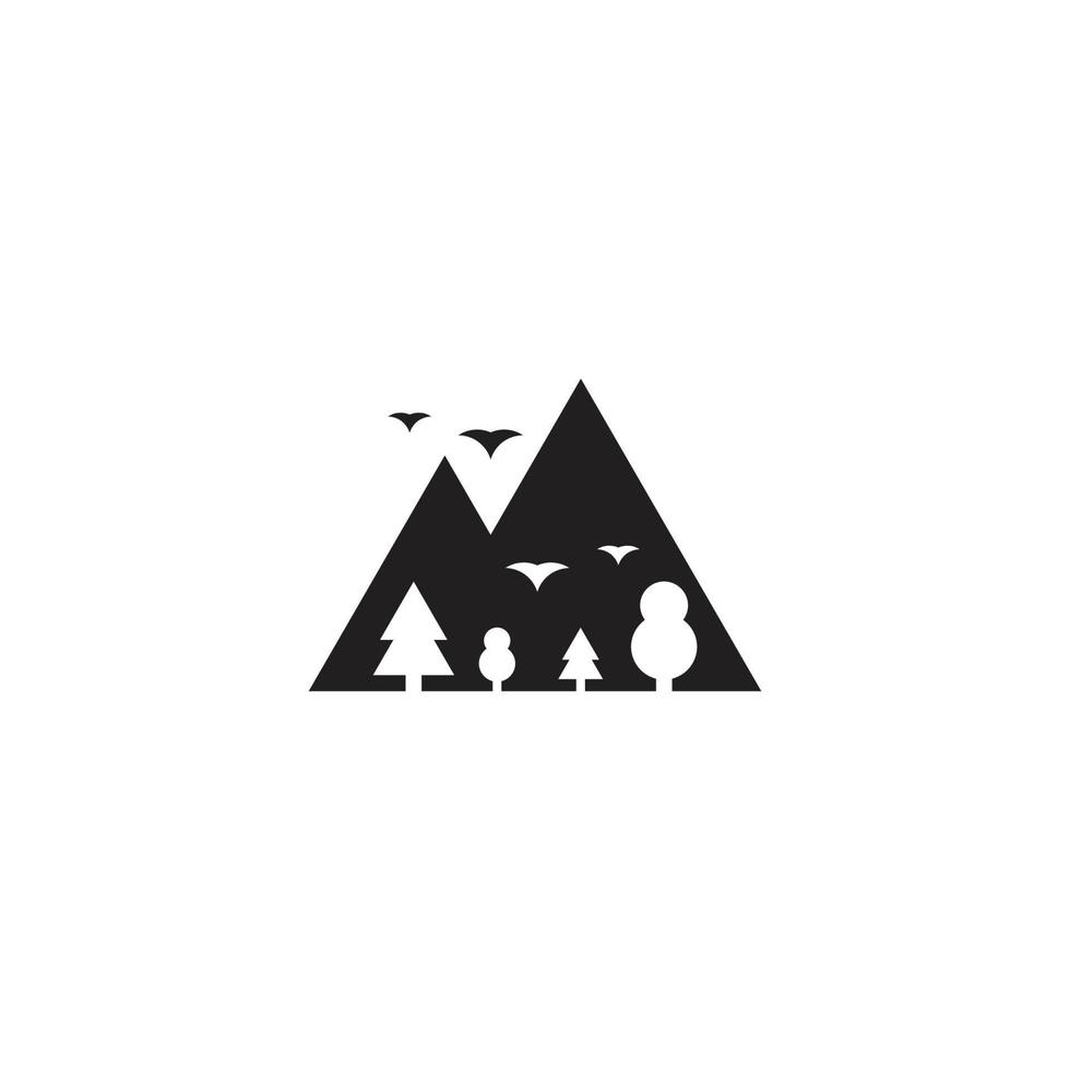 mountain forest bird geometric simple symbol icon vector