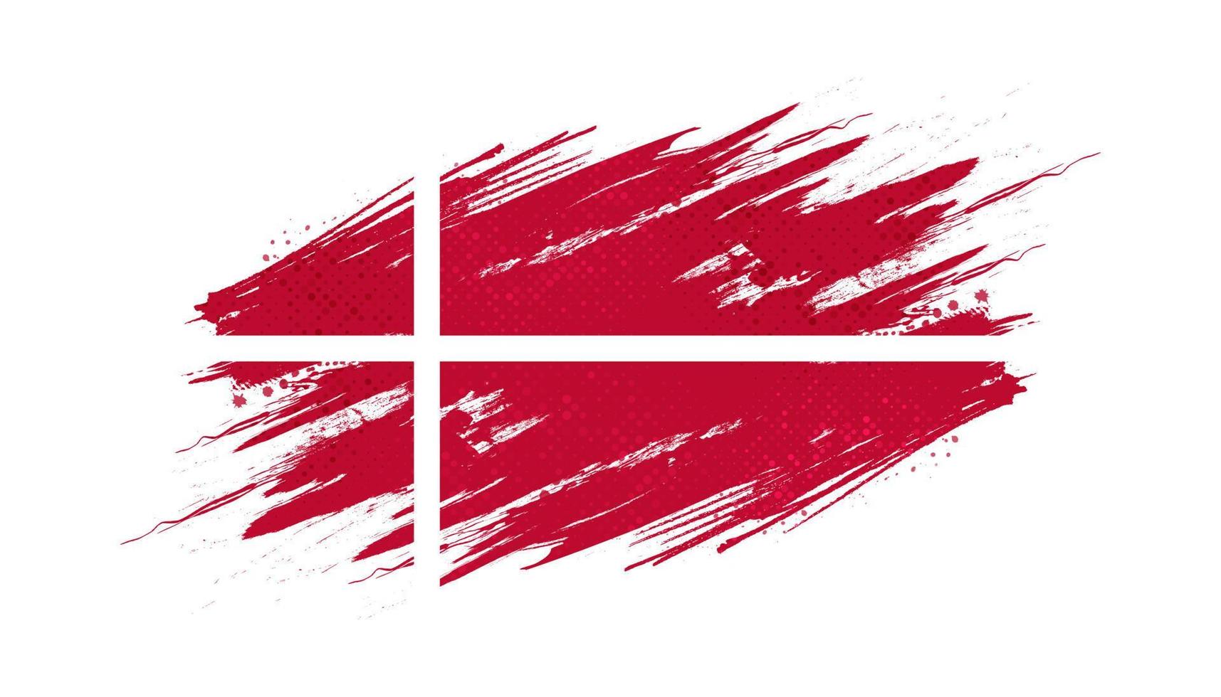 Flag of Denmark with Brush Style and Halftone Effect. Danish Flag Background with Grunge Concept vector