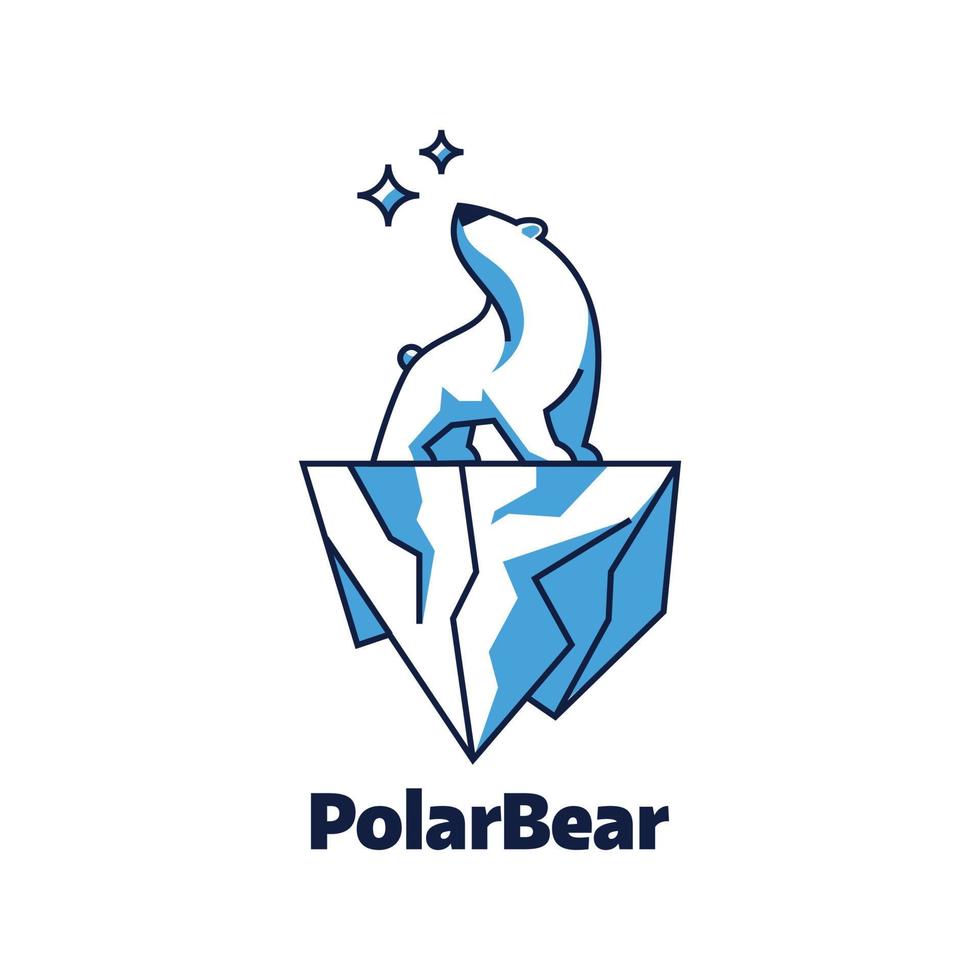 Polar bear line art logo vector
