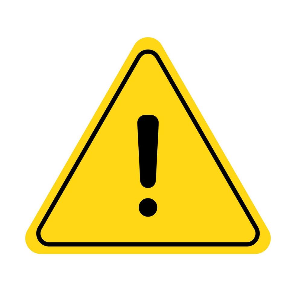 Caution alert exclamation sign. Warning, danger exclamation mark yellow triangle hazard sign vector