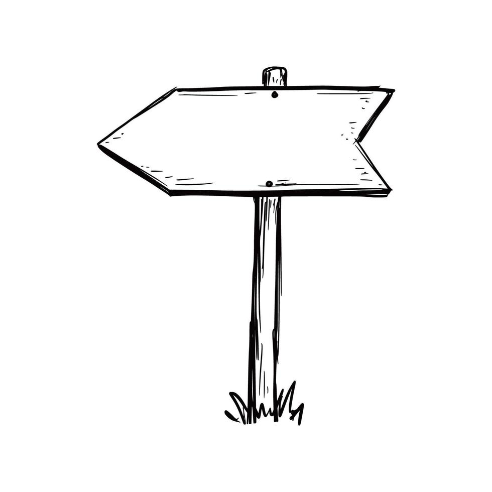 Sketch direction sign. Hand drawn doodle vector