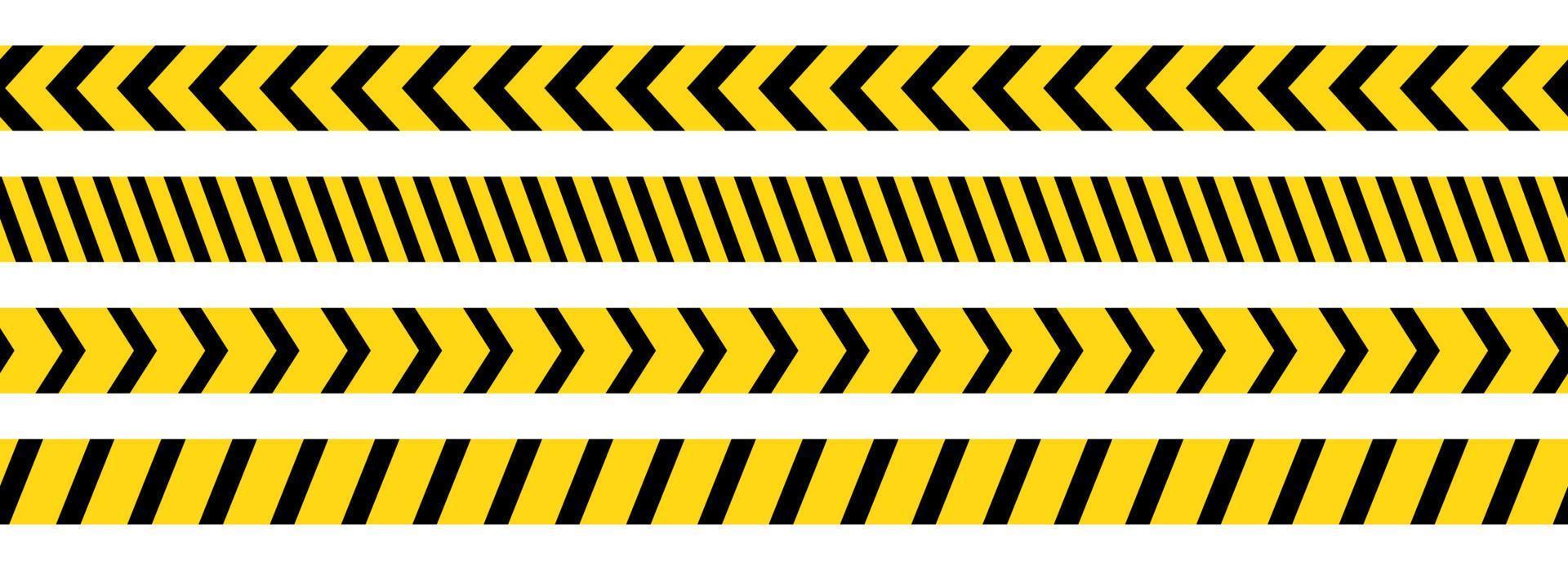 Caution, safety tape. Yellow, black stripe danger tape for atterntion, hazard ribbon. Police, construction area sign banner, barrier symbol vector