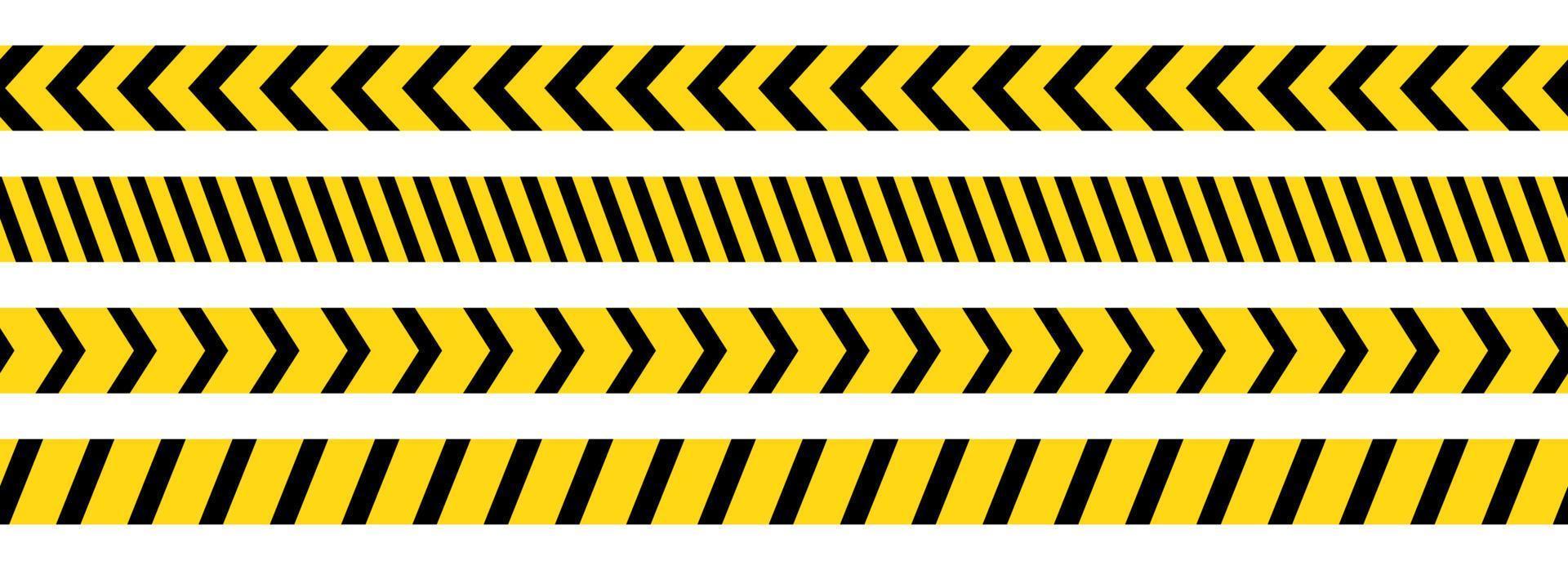 Caution, safety tape. Yellow, black stripe danger tape for atterntion, hazard ribbon. Police, construction area sign banner, barrier symbol vector