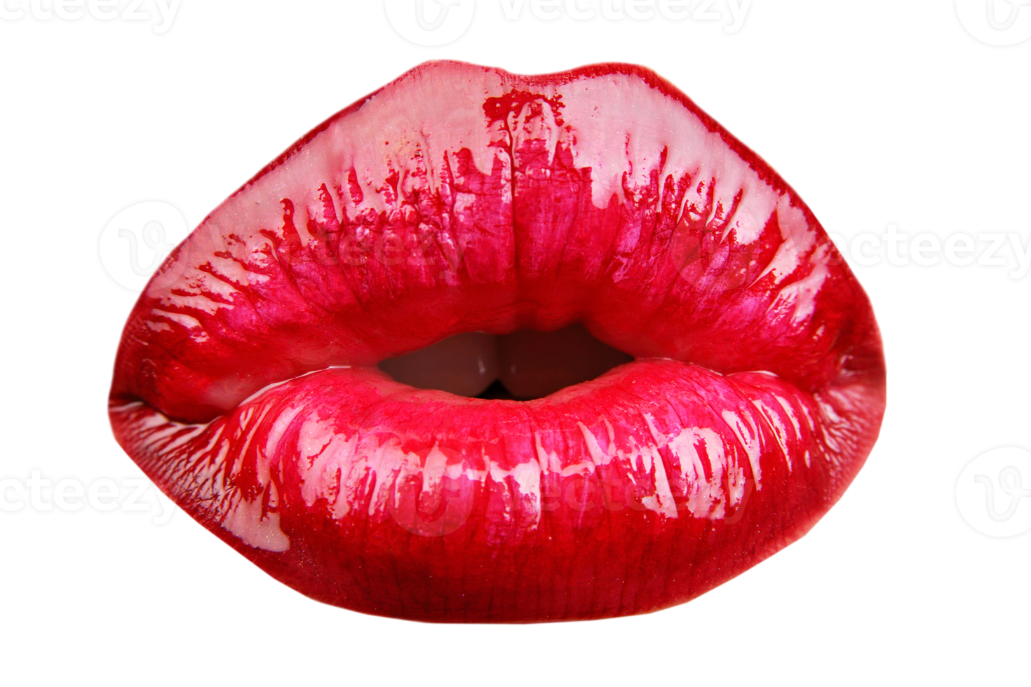 Red lips isolated on a transparent background png