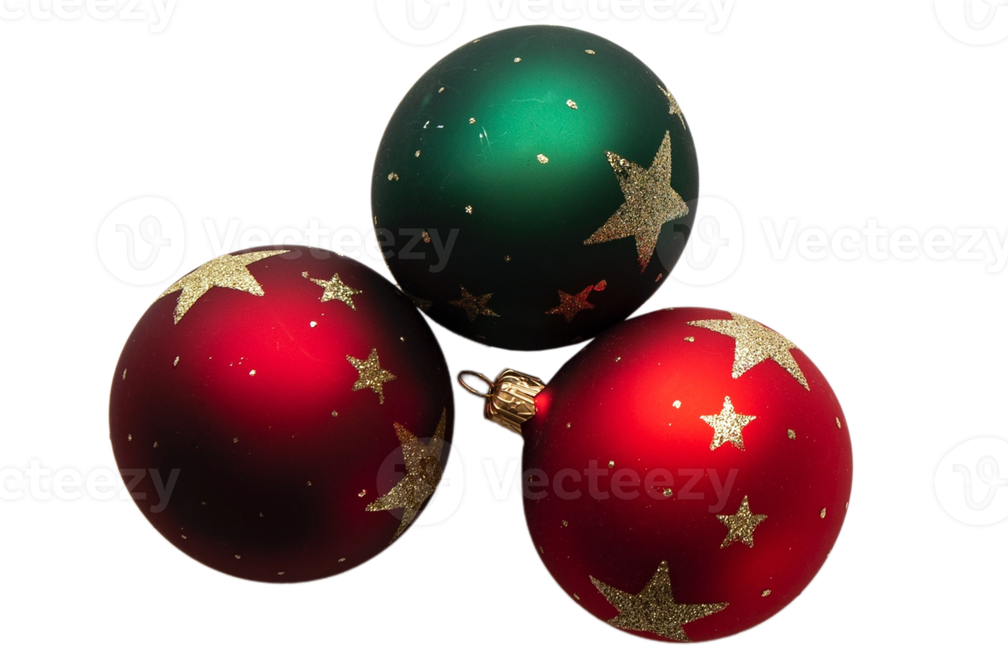 Red and green christmas balls isolated on a transparent background png