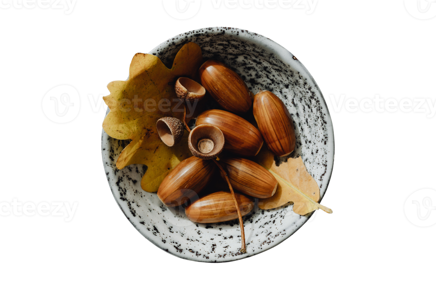 Brown nuts in a bowl isolated on a transparent background png