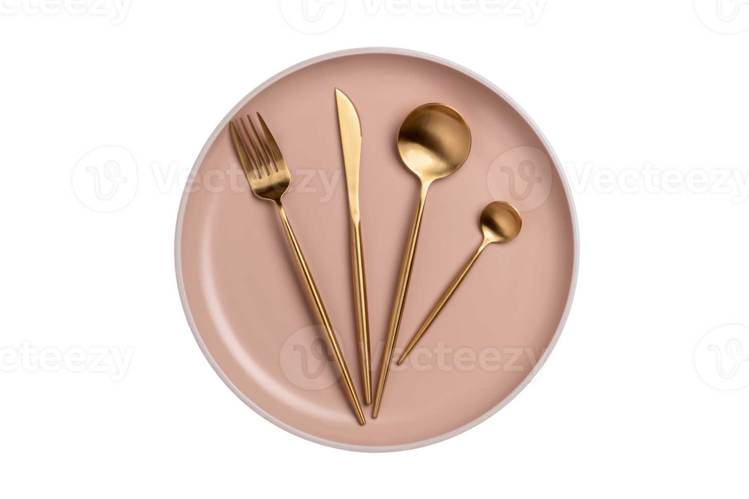 pink baby plate and golf cutlery isolated on a transparent background png