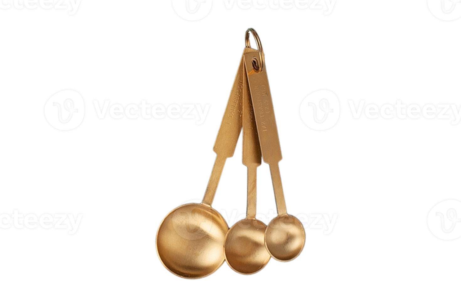Golden spoones isolated on a transparent background png