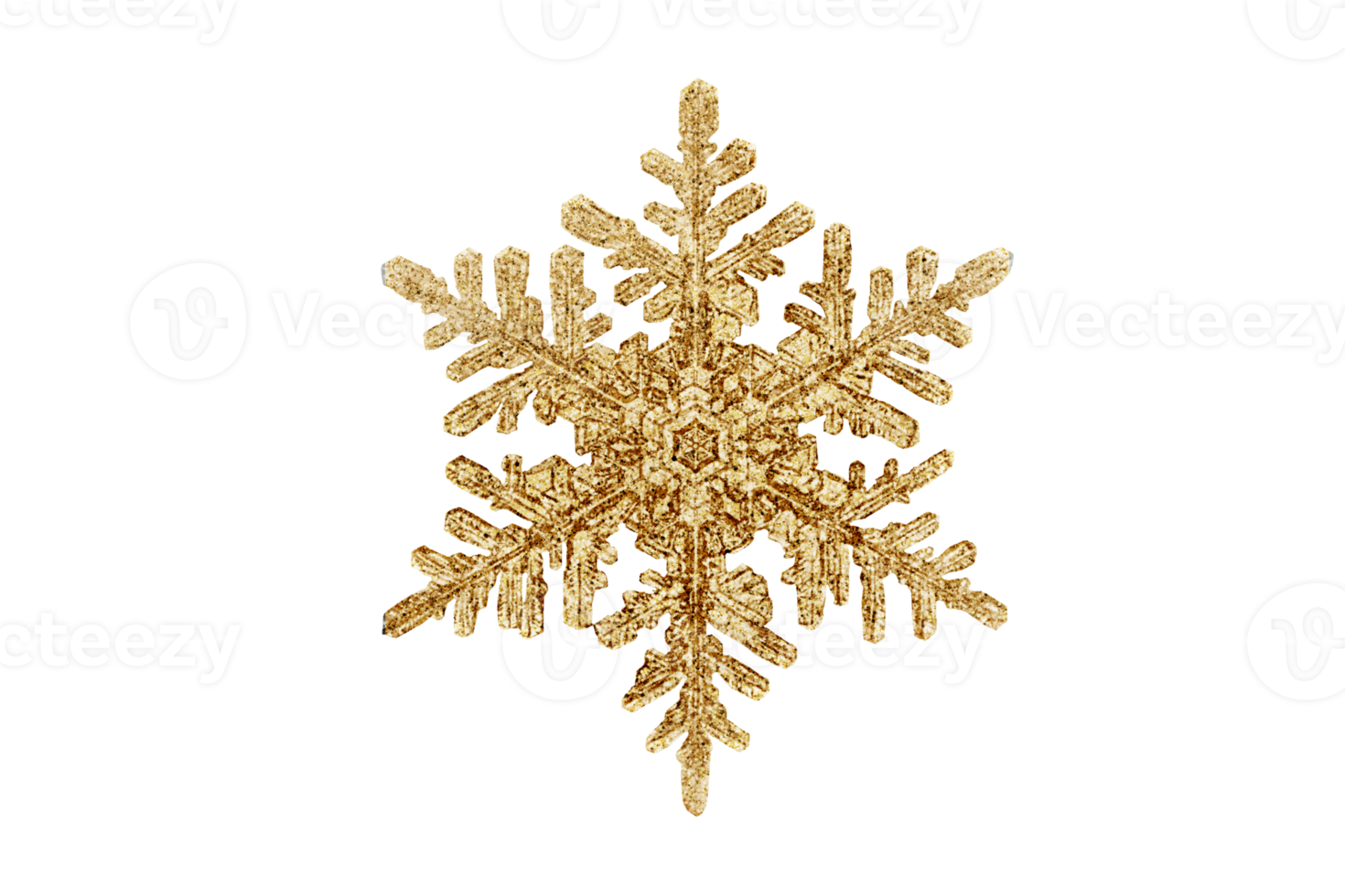 Gold snowflake isolated on a transparent background png