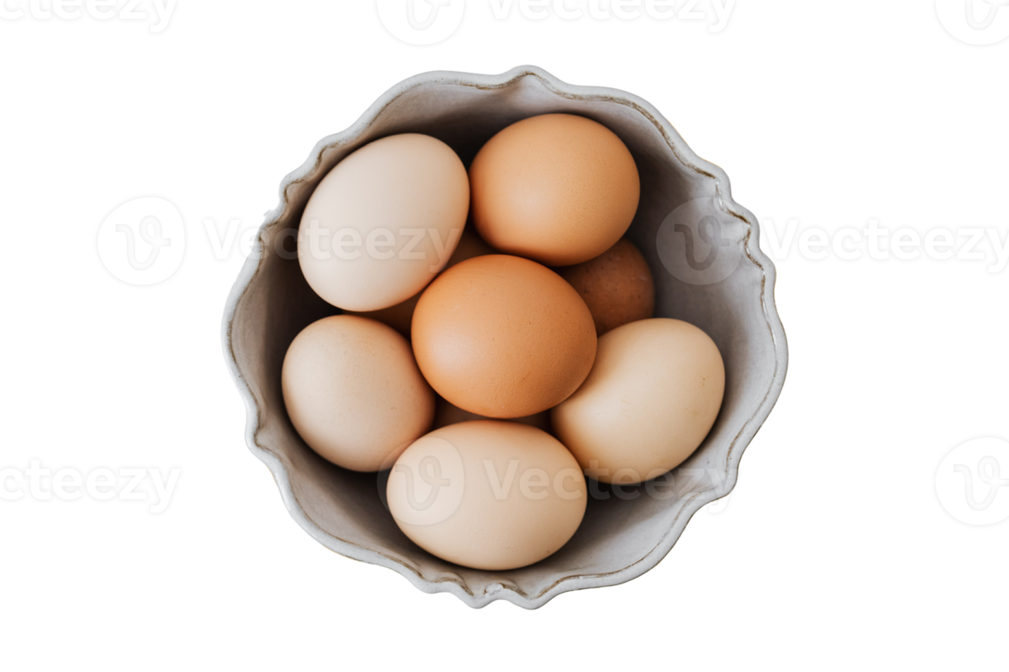 Eggs in a bowl isolated on a transparent background png