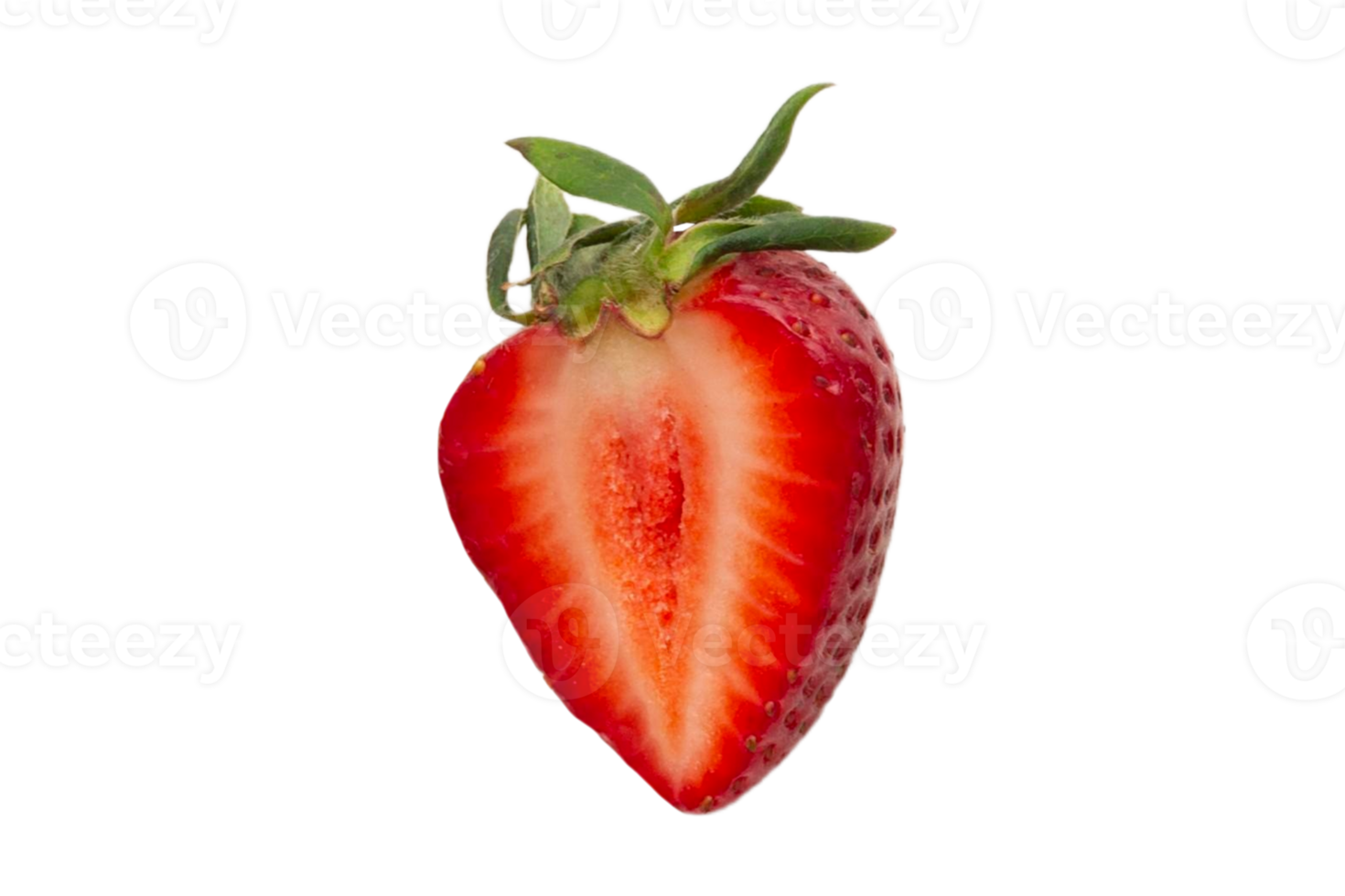 Half strawberry fruit isolated on a transparent background png