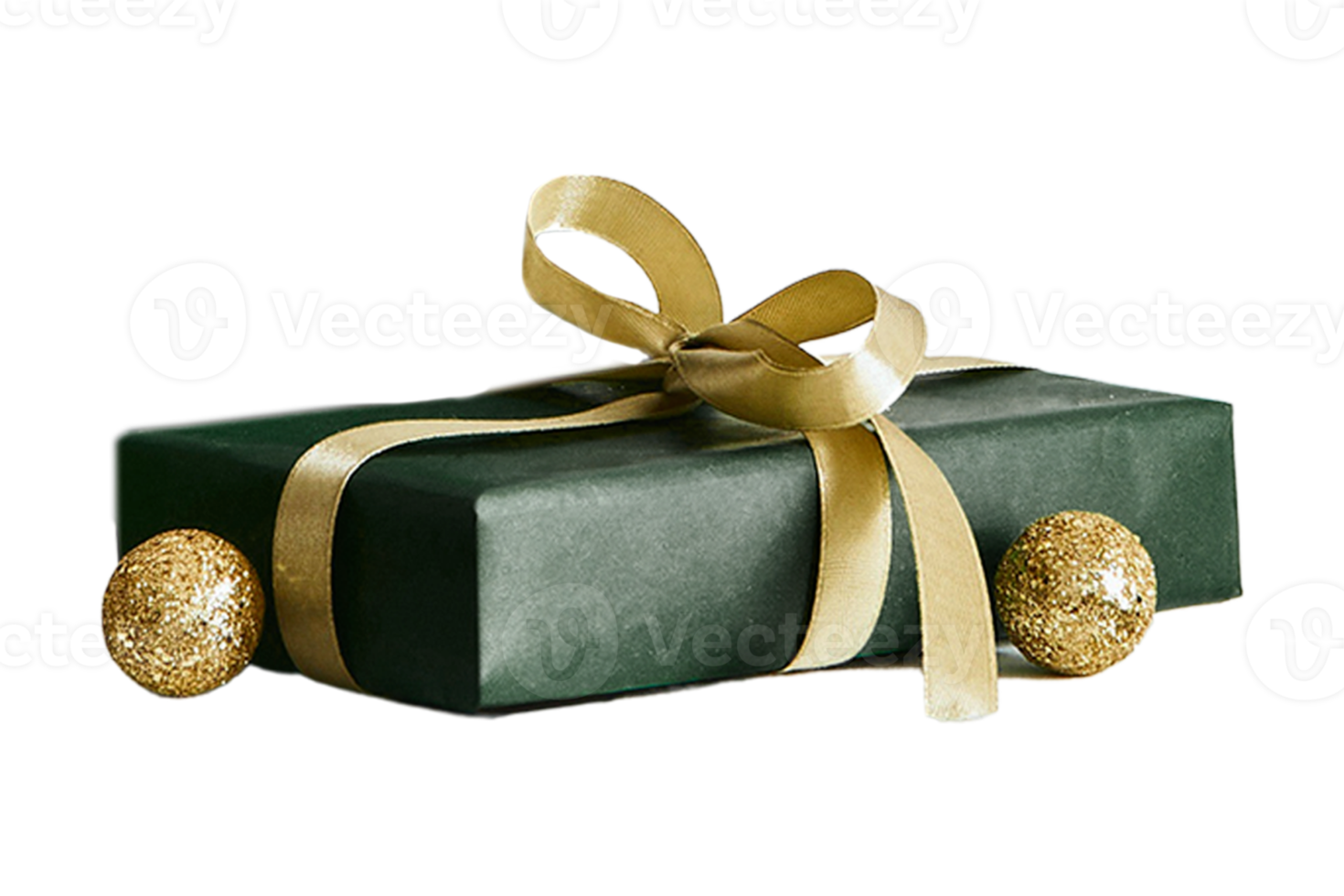 Green gift box isolated on a transparent background png