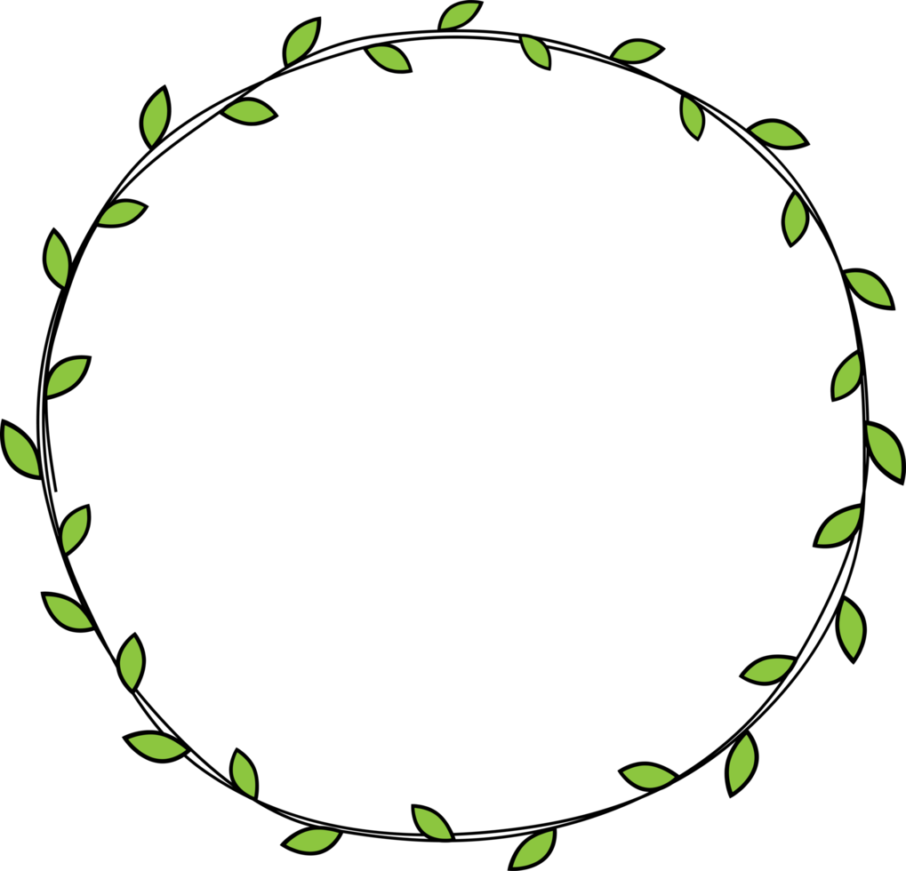Hand gezeichnet Kreis Rahmen Dekoration Element mit Blätter Clip Kunst png