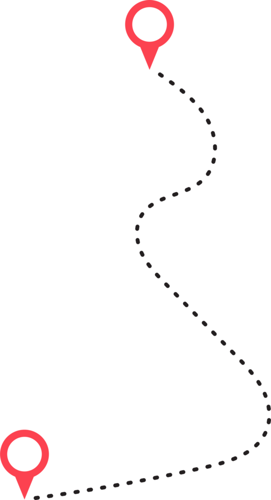 Route icon between two points with dotted path and location pin png