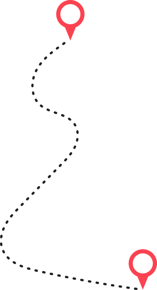 Route icon between two points with dotted path and location pin png