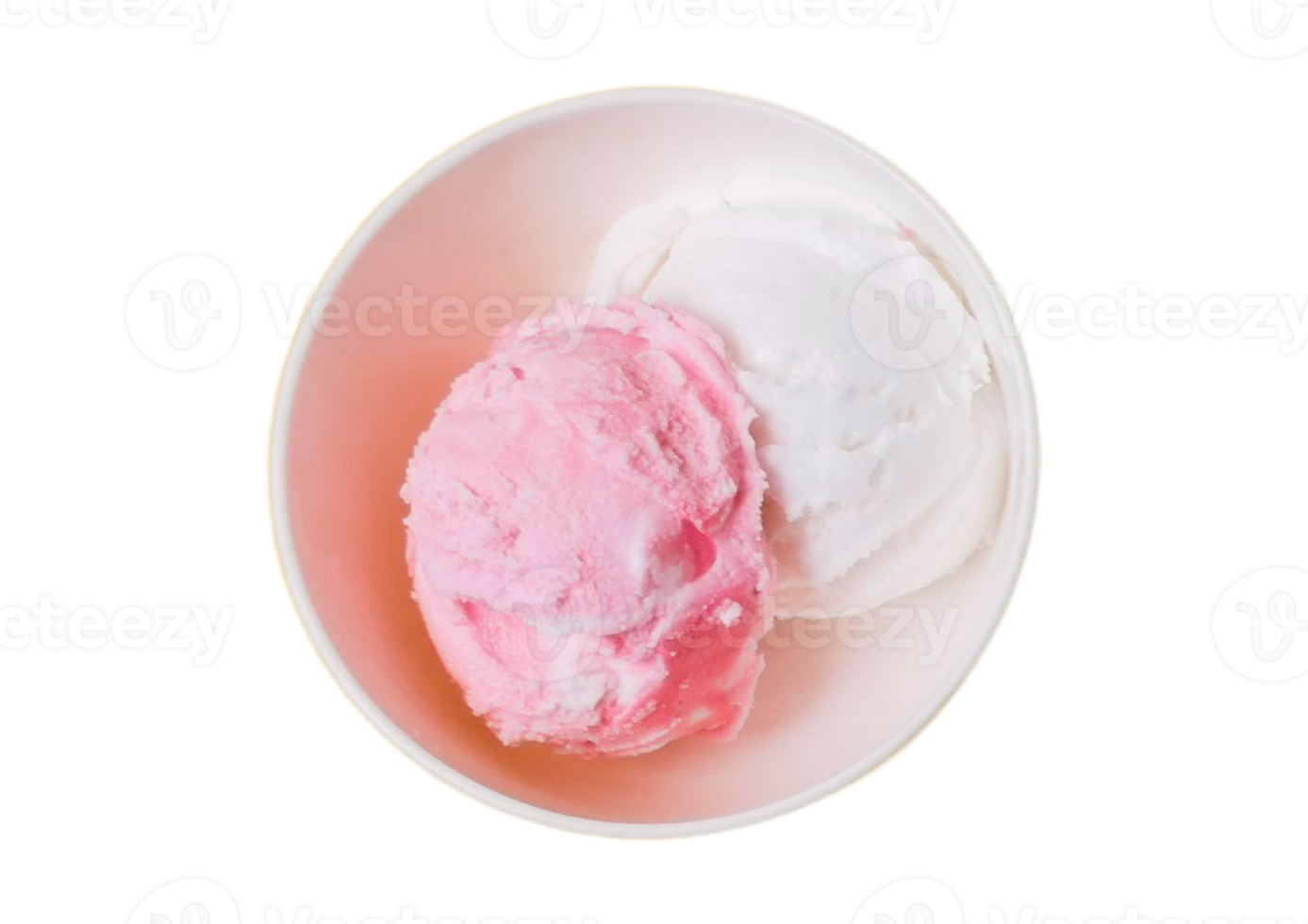 White bowl with ice cream isolated on a transparent background png