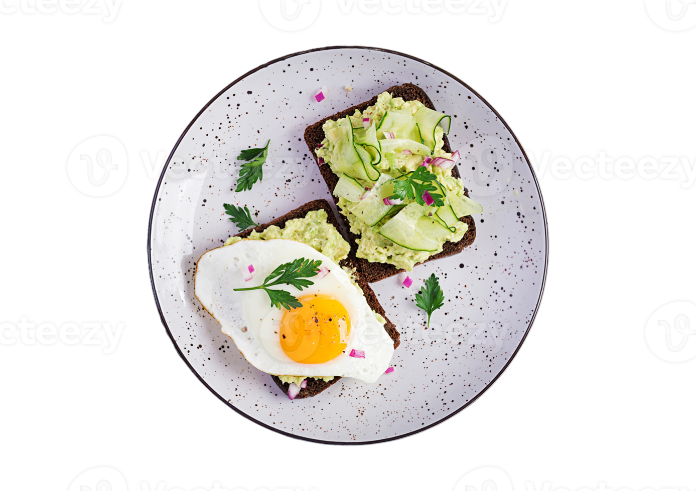 White plate with toasts breakfast isolated on a transparent background png