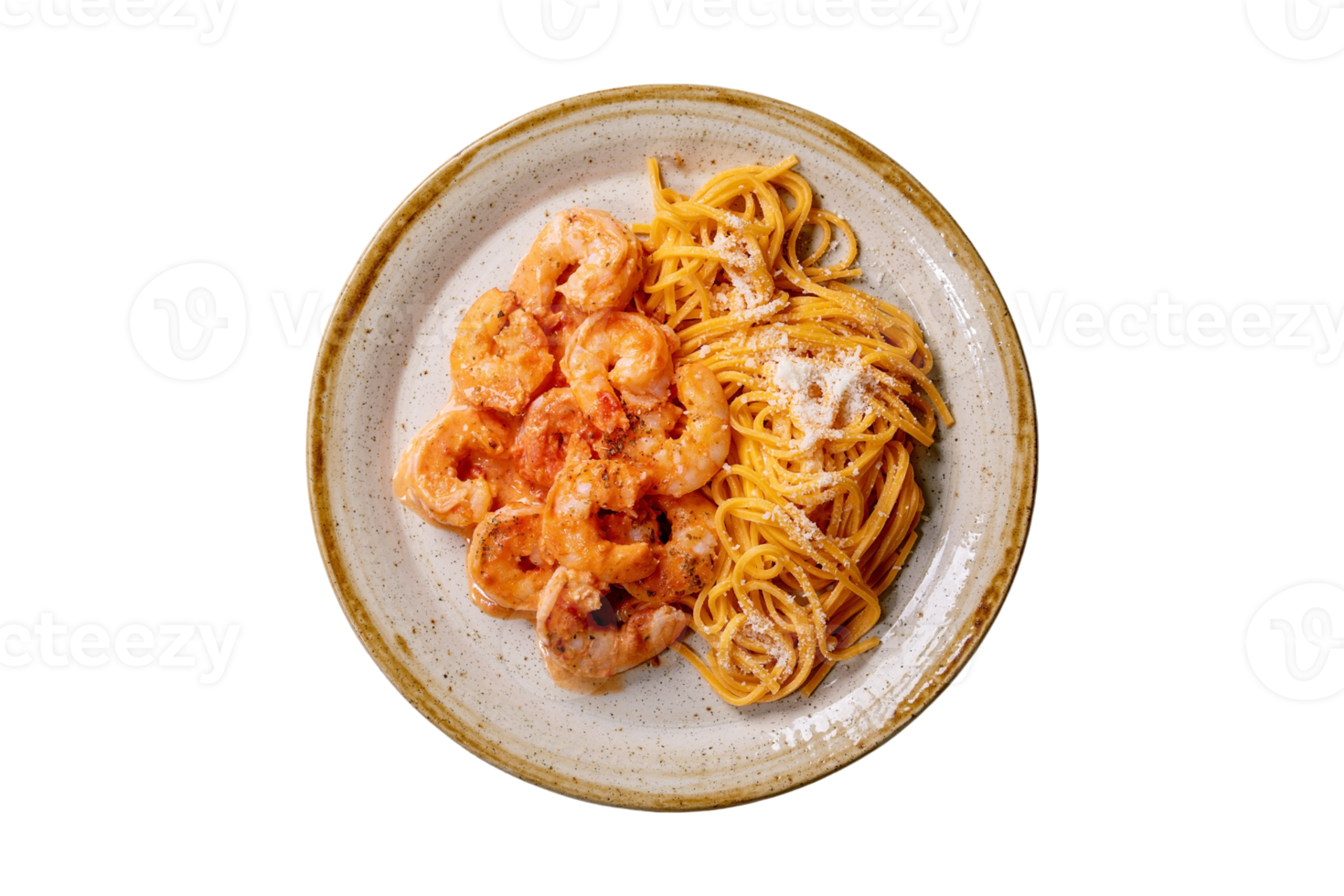 Seafood pasta isolated on a transparent background png
