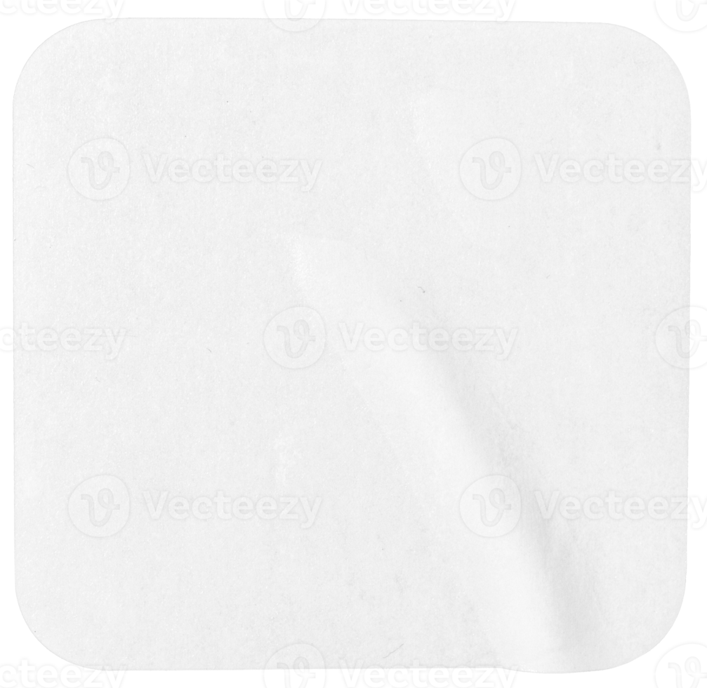 Blank square shape card isolated. Crumpled paper piece png