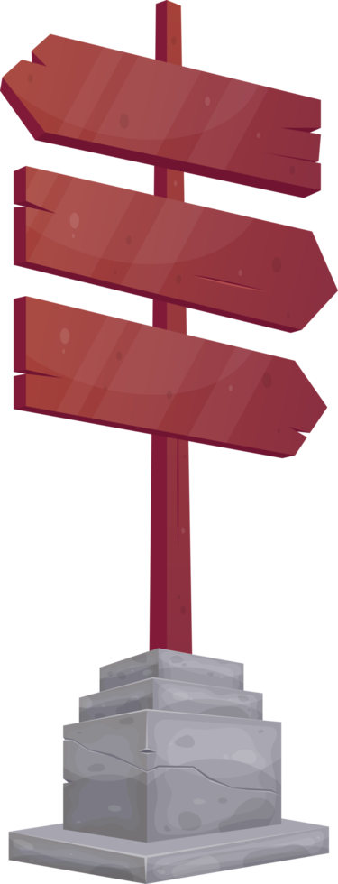 Wooden and concrete directional sign board in cartoon style png